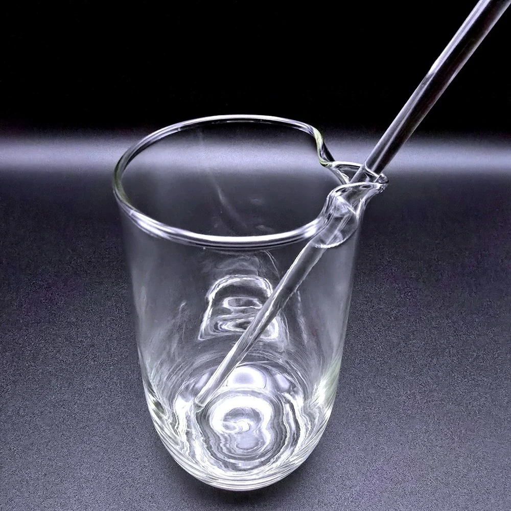 Hand Blown Clear Glass Heart Rim Cocktail Mixing Pitcher with Glass Stir Rod‎